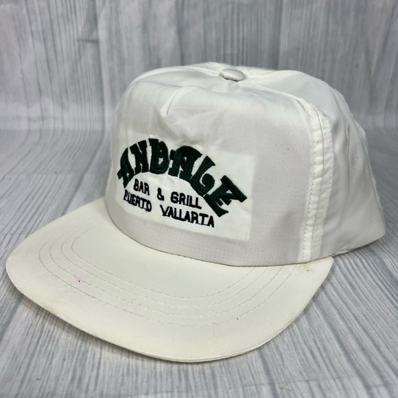 RARE Vintage 80s NEW Andale Bar & Grill Puerto Vallarta Mexico Satin Style Hat - Picture 2 of 4